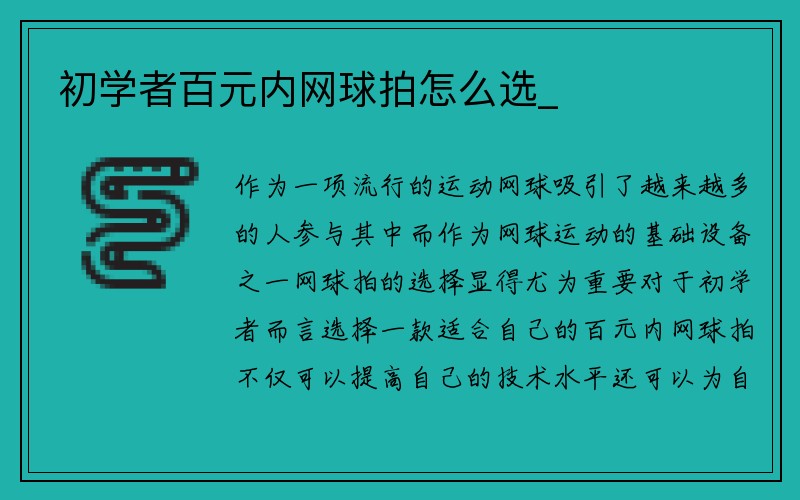 初学者百元内网球拍怎么选_