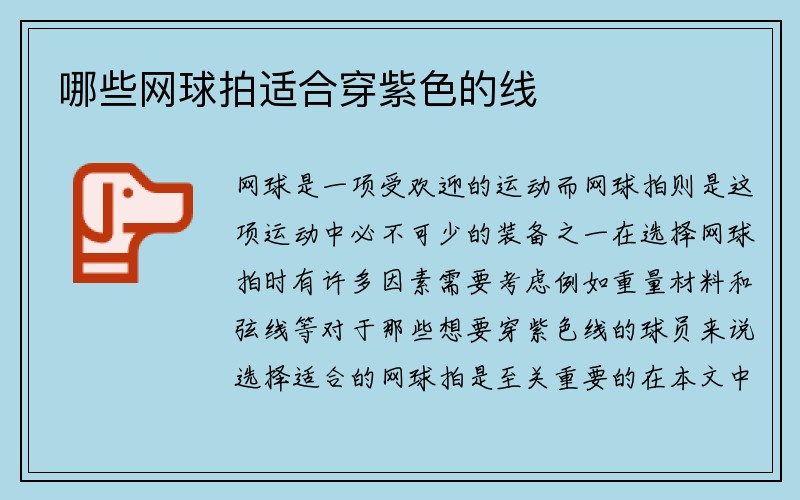 哪些网球拍适合穿紫色的线